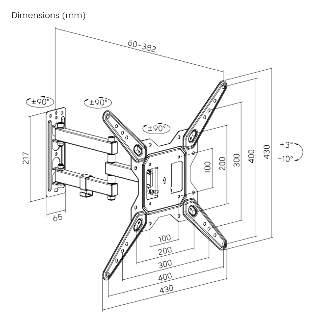 Bracket / Soporte Movimiento 90º para TV 23"-55"