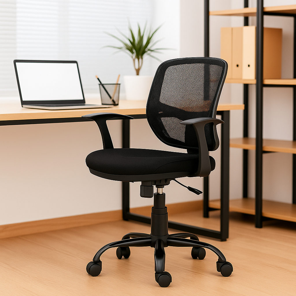 Silla Secretarial Mesh Negra Ergonómica DC-106N