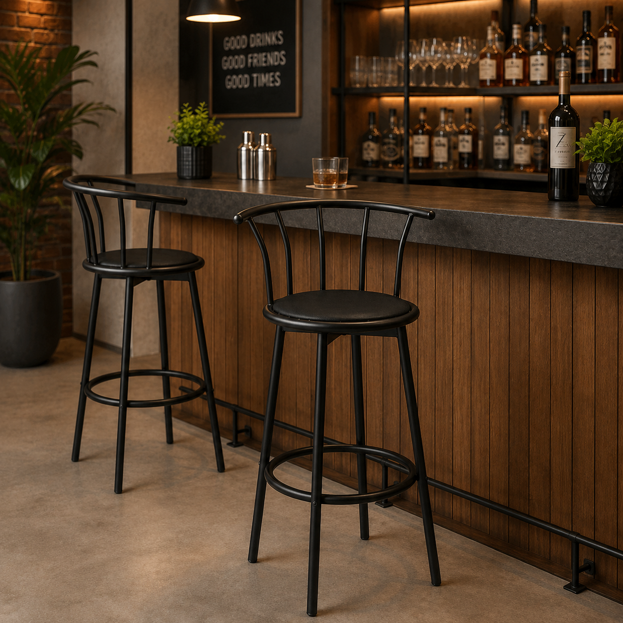 Silla de Bar Girable de Cuerina