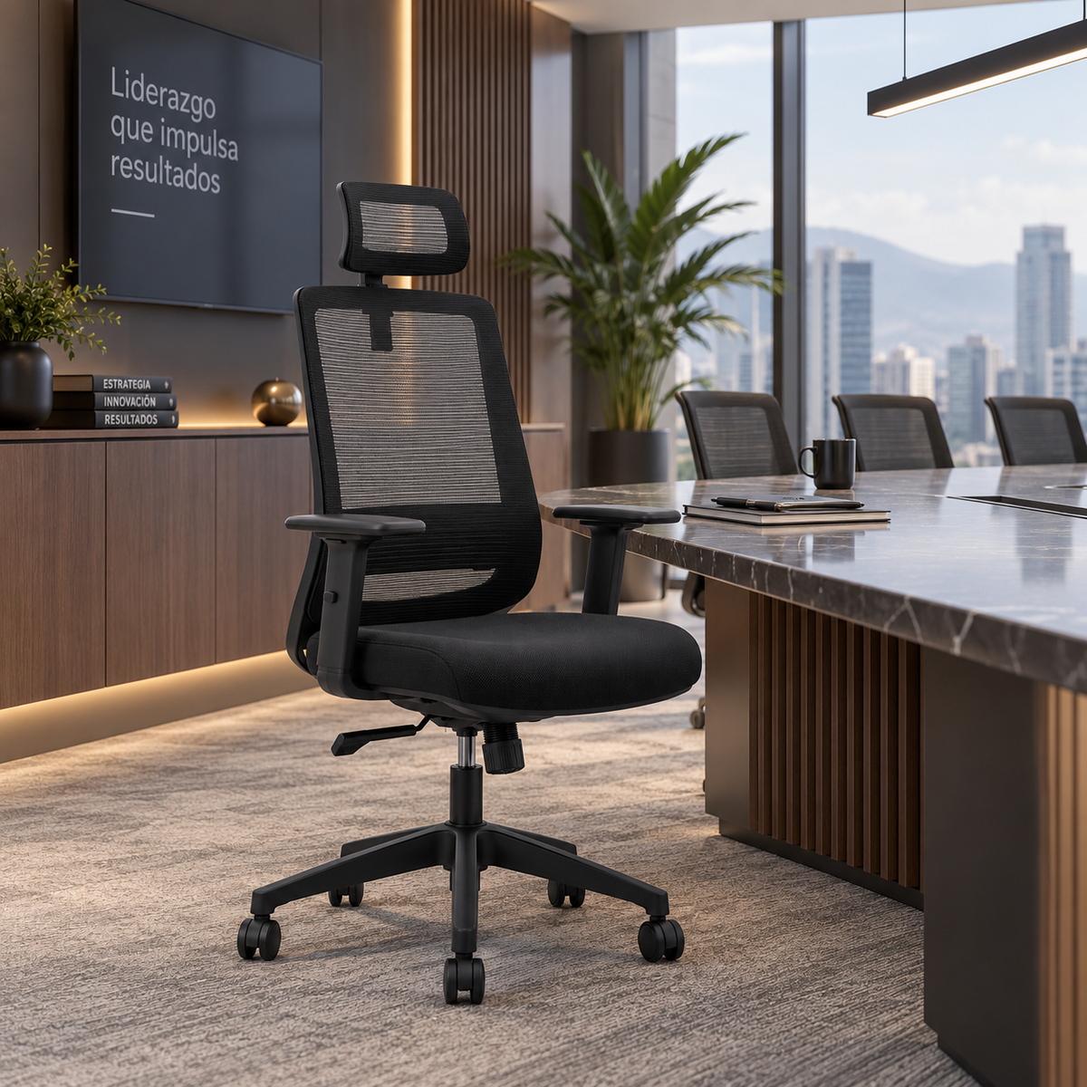 Silla Ejecutiva Negra Ergonómica H2207