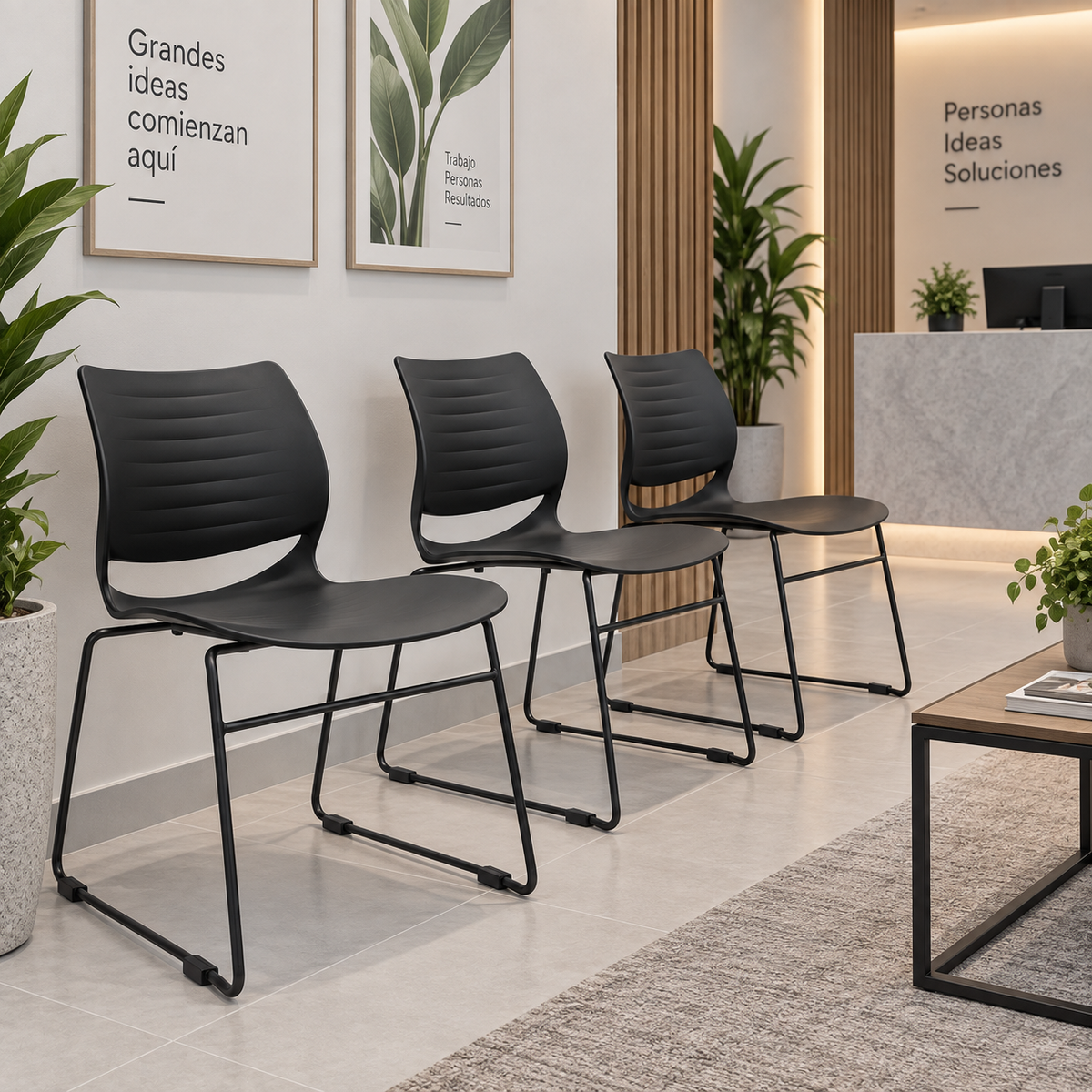 Silla De Espera Negro PVC V6144