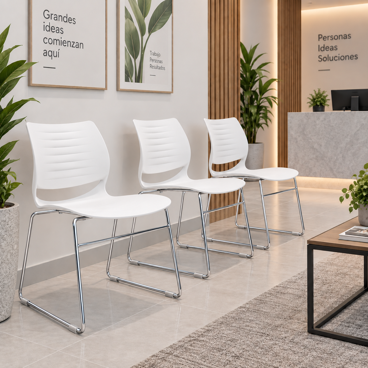 Silla De Espera Blanco PVC V6144