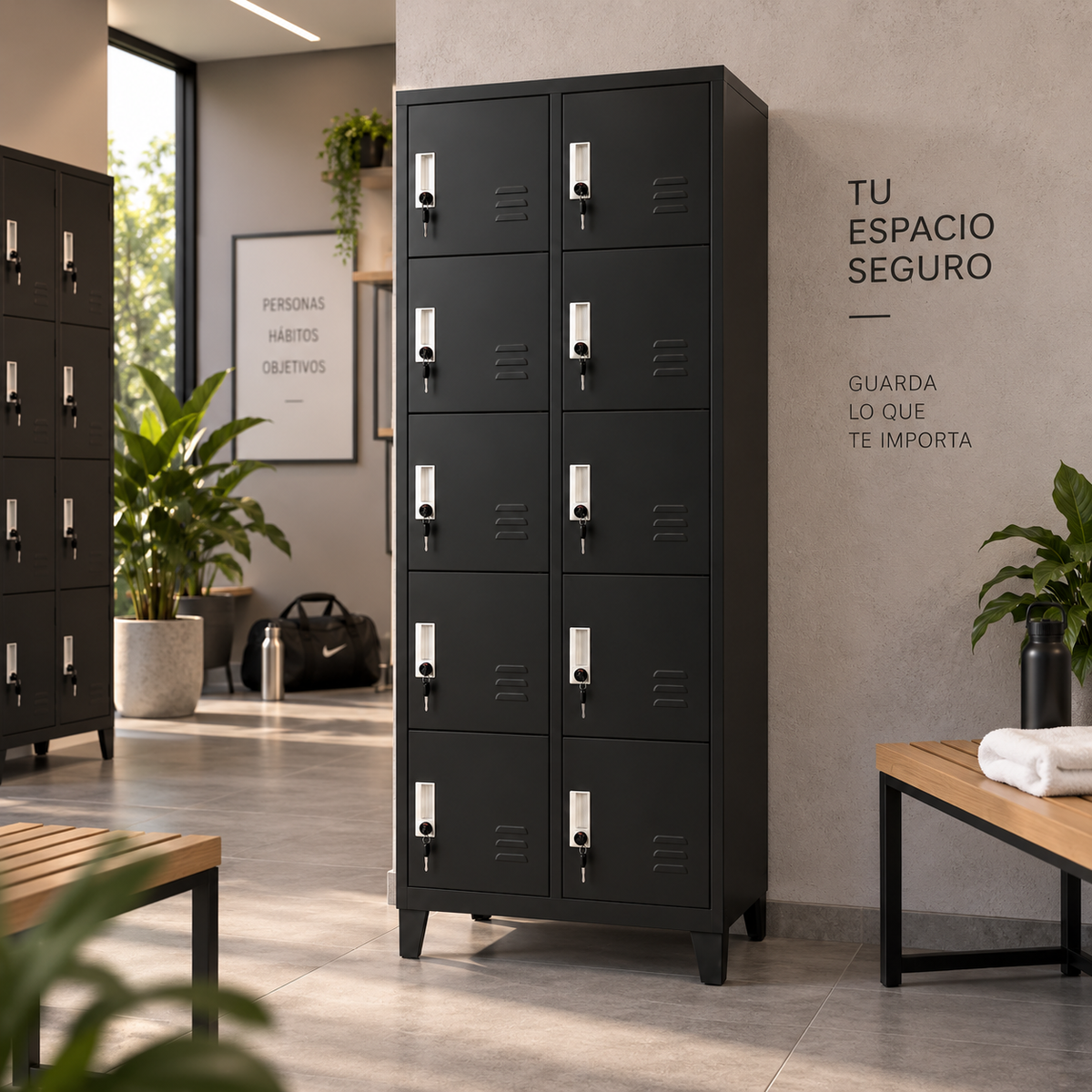 Locker Metalico 10 Puertas Negro CNDO-10