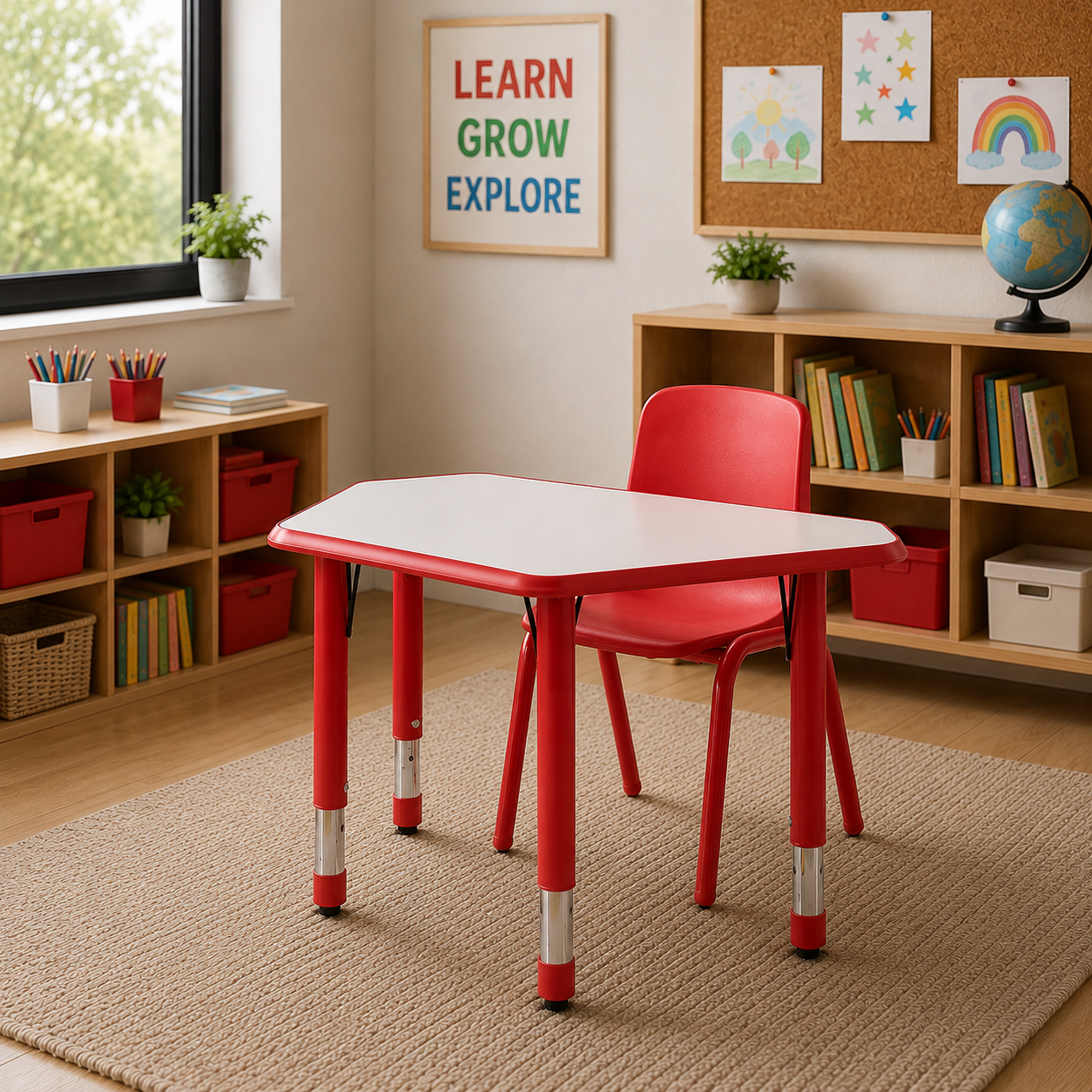 Mesa Escolar Trapecio Rojo SC-007R