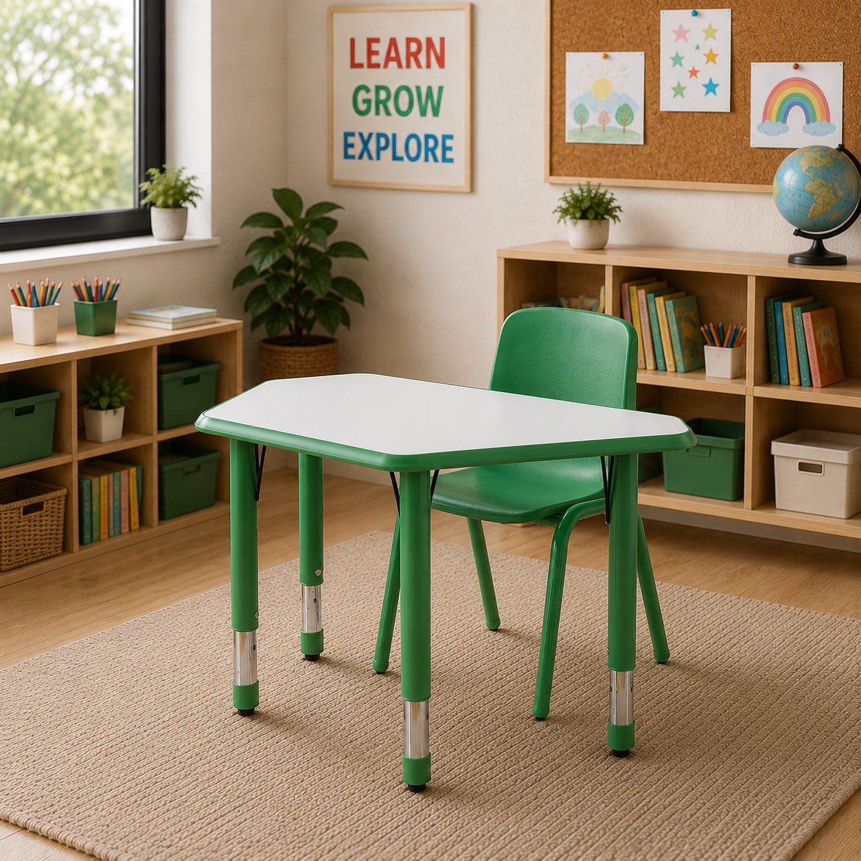 Mesa Escolar Trapecio Verde SC-007V