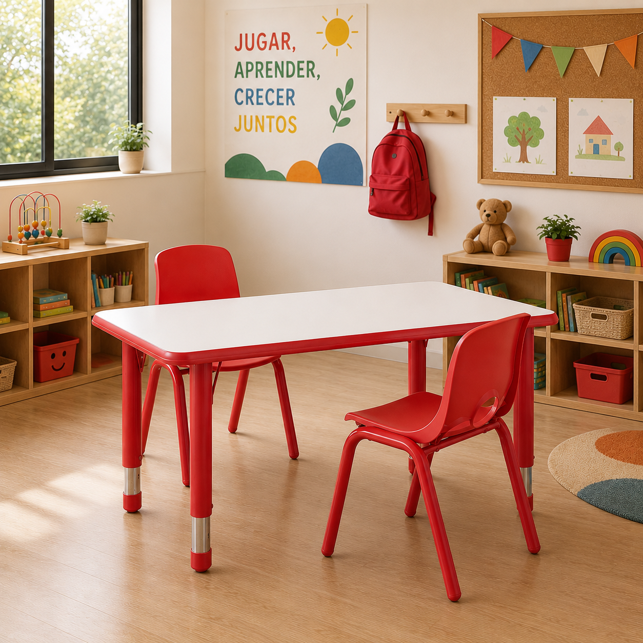 Mesa Escolar Rectangular Rojo SC-005R