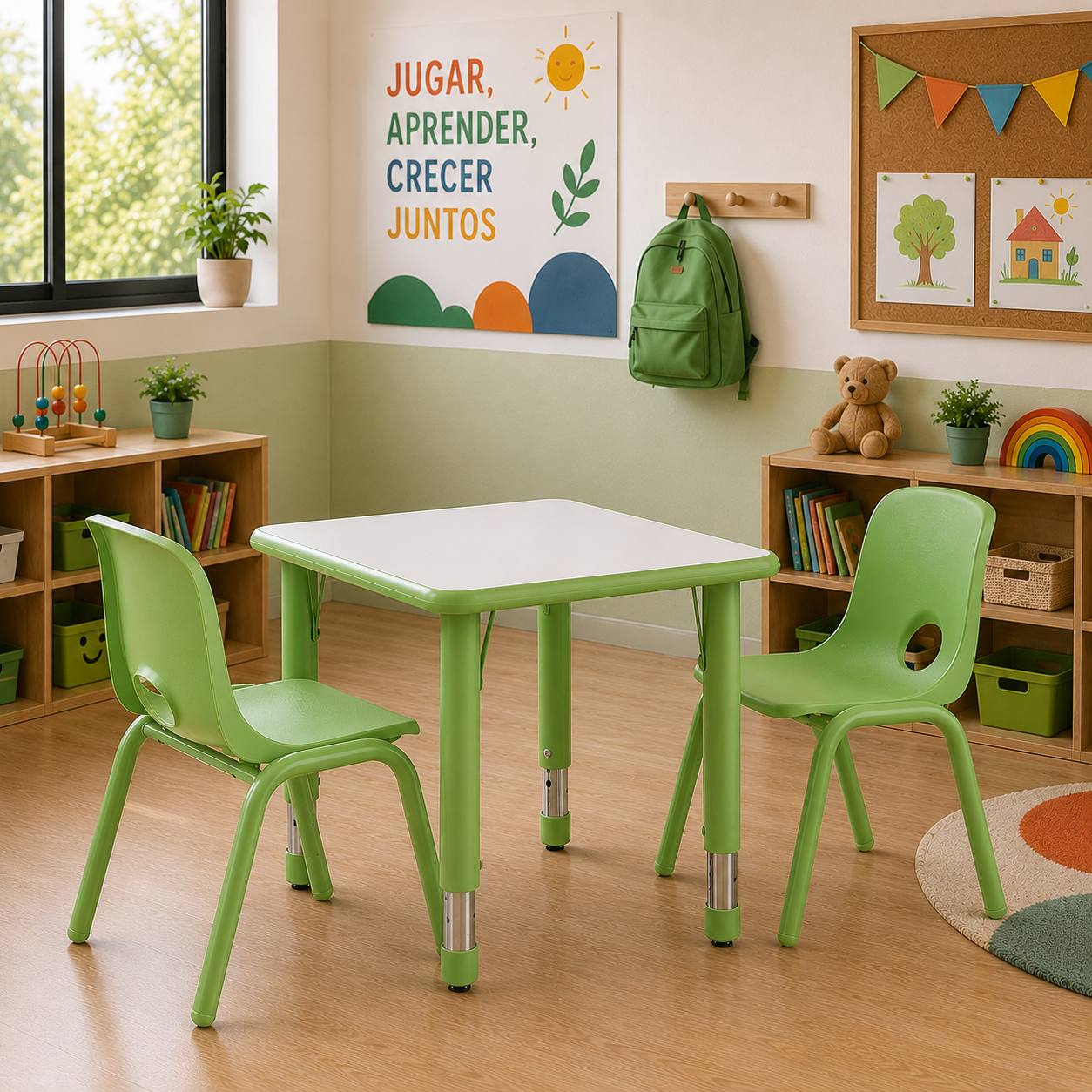 Mesa Escolar Cuadrada Verde SC-006V