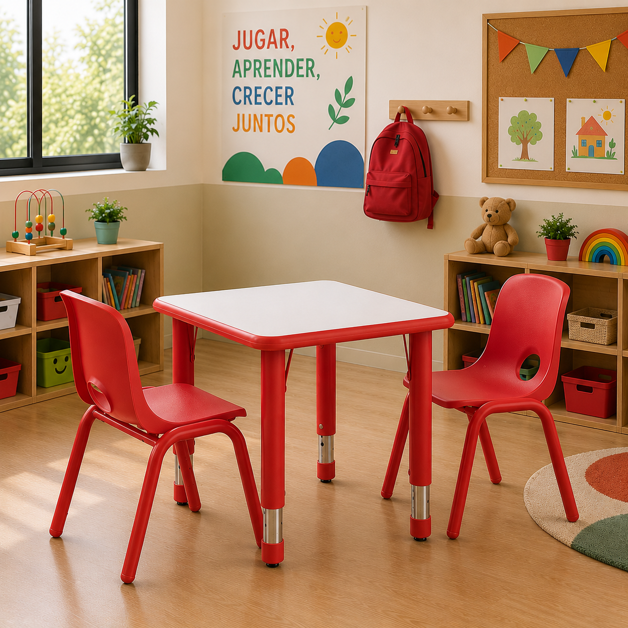 Mesa Escolar Cuadrada Rojo SC-006R