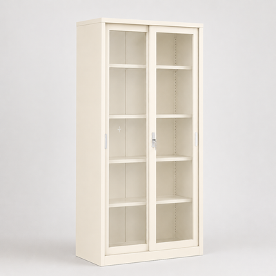 Armario Gabinete Puertas de Vidrio Crema C-19C