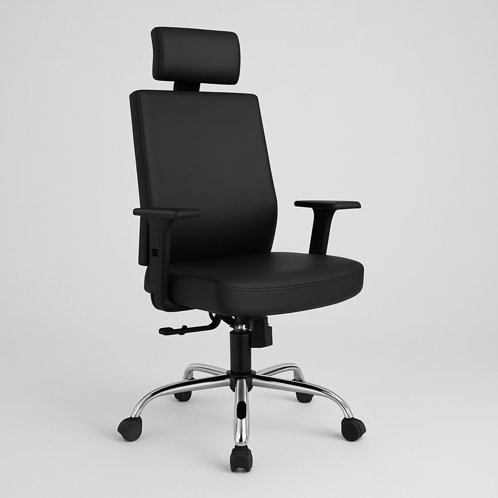 Silla Ejecutiva Negra Ergonómica Cuerina DC-55N