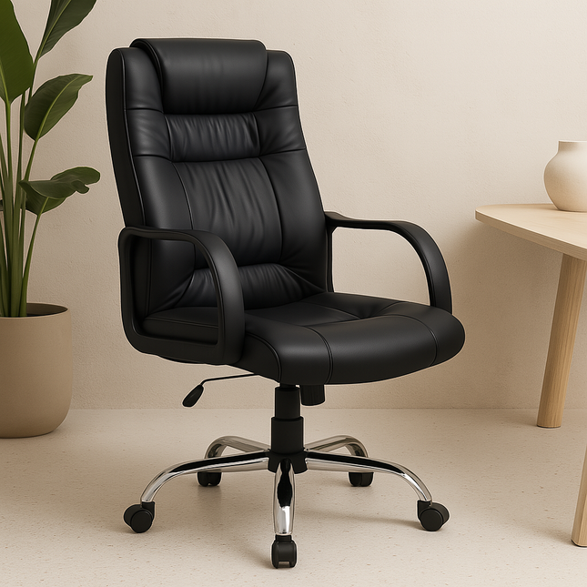 Silla Ejecutiva Negra Ergonómica Cuerina DC-51