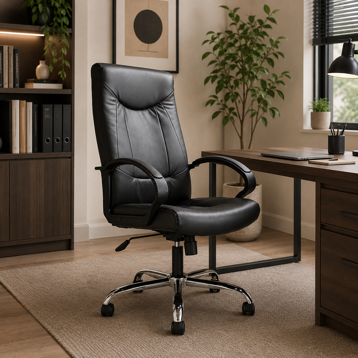 Silla Ejecutiva Negra Ergonómica Cuerina DC-51